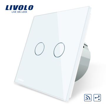 Livolo EU Interruptor remoto estándar 220 ~ 250V Luz de pared Interruptor táctil remoto 2gang 2 vías VL-C702SR-11